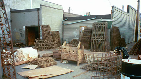 Back of Red Rose Antiques after a delivery of architectural iron